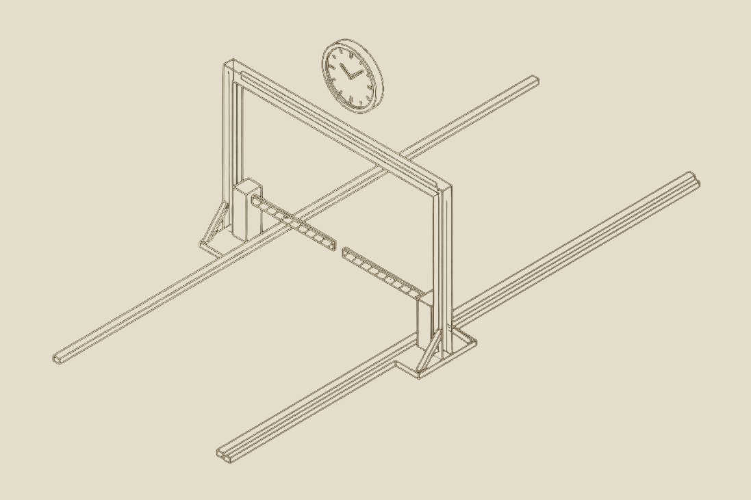 Illustration of a delivery truck at an empty construction site gate
